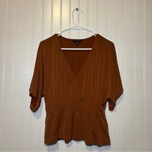 Lucky Brand Brown Deep V-Neck Top